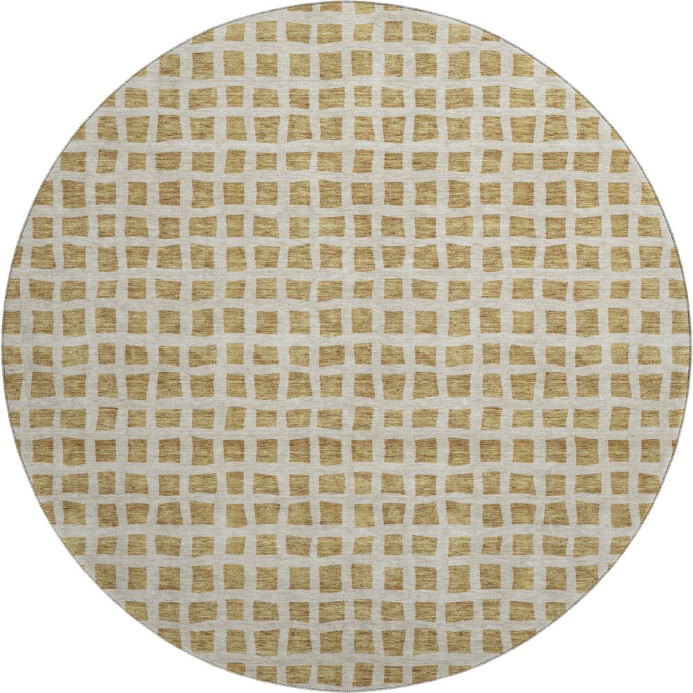 Premium Machine Washable Mayfield AMF727 Gold 8' x 8' Round Rug. Picture 1