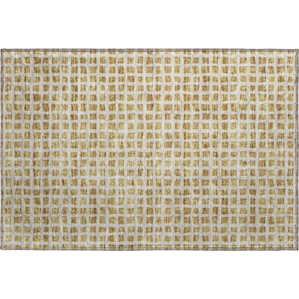 Premium Machine Washable Mayfield AMF727 Gold 1'8" x 2'6" Rug. Picture 1