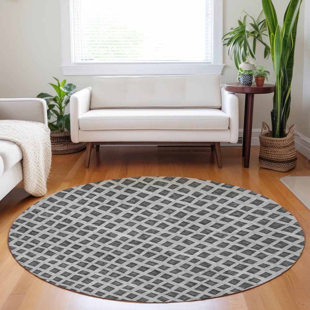 Premium Machine Washable Mayfield AMF727 Graphite 8' x 8' Round Rug. Picture 5