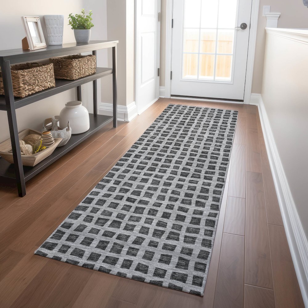 Premium Machine Washable Mayfield AMF727 Graphite 2'3" x 7'6" Runner Rug. Picture 5