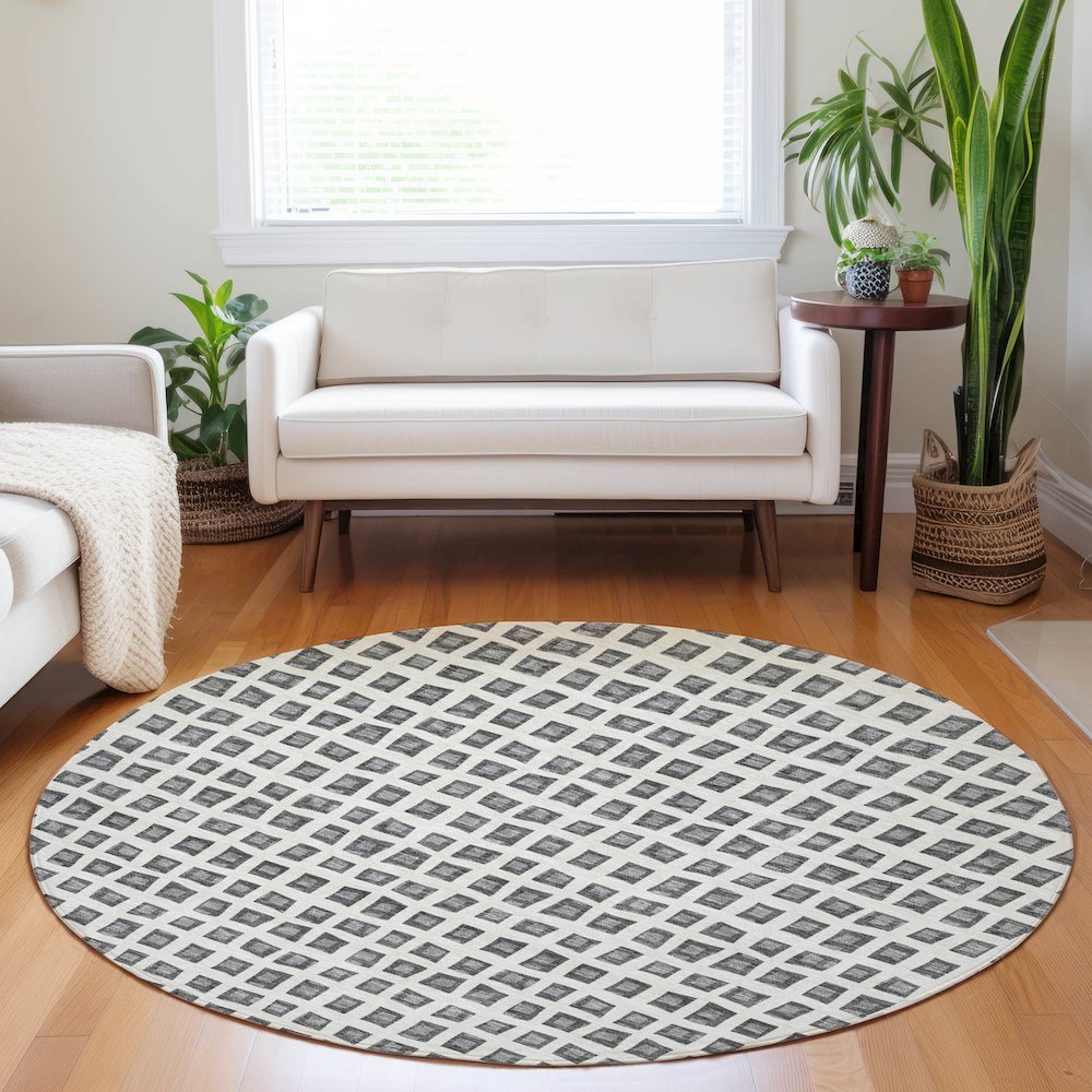 Premium Machine Washable Mayfield AMF727 Gray 8' x 8' Round Rug. Picture 5