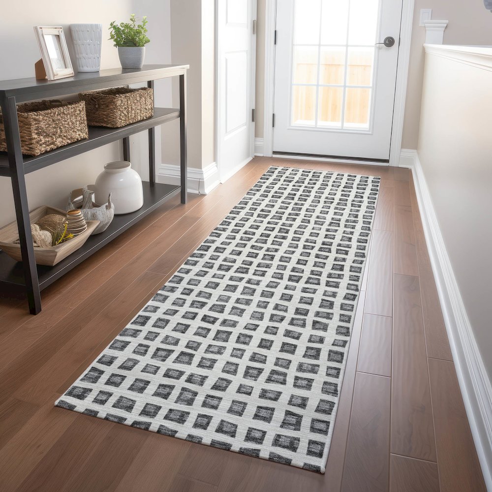 Premium Machine Washable Mayfield AMF727 Gray 2'3" x 7'6" Runner Rug. Picture 5