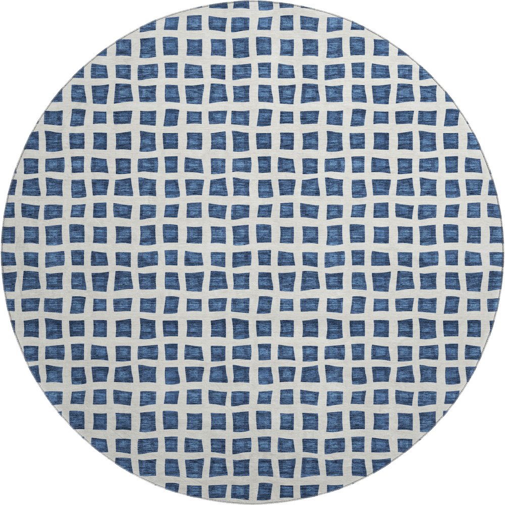 Premium Machine Washable Mayfield AMF727 Navy 8' x 8' Round Rug. Picture 1