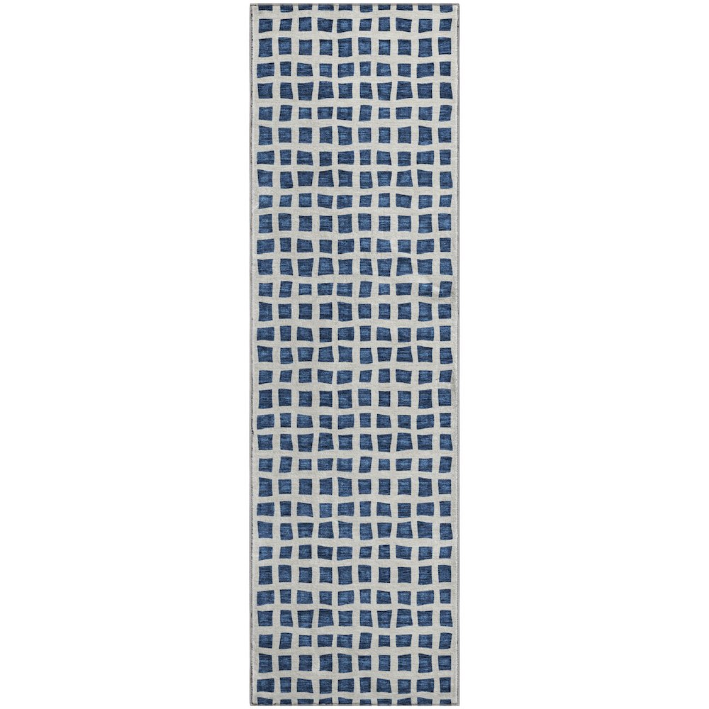 Premium Machine Washable Mayfield AMF727 Navy 2'3" x 7'6" Runner Rug. Picture 1
