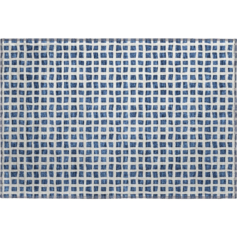 Premium Machine Washable Mayfield AMF727 Navy 1'8" x 2'6" Rug. Picture 1