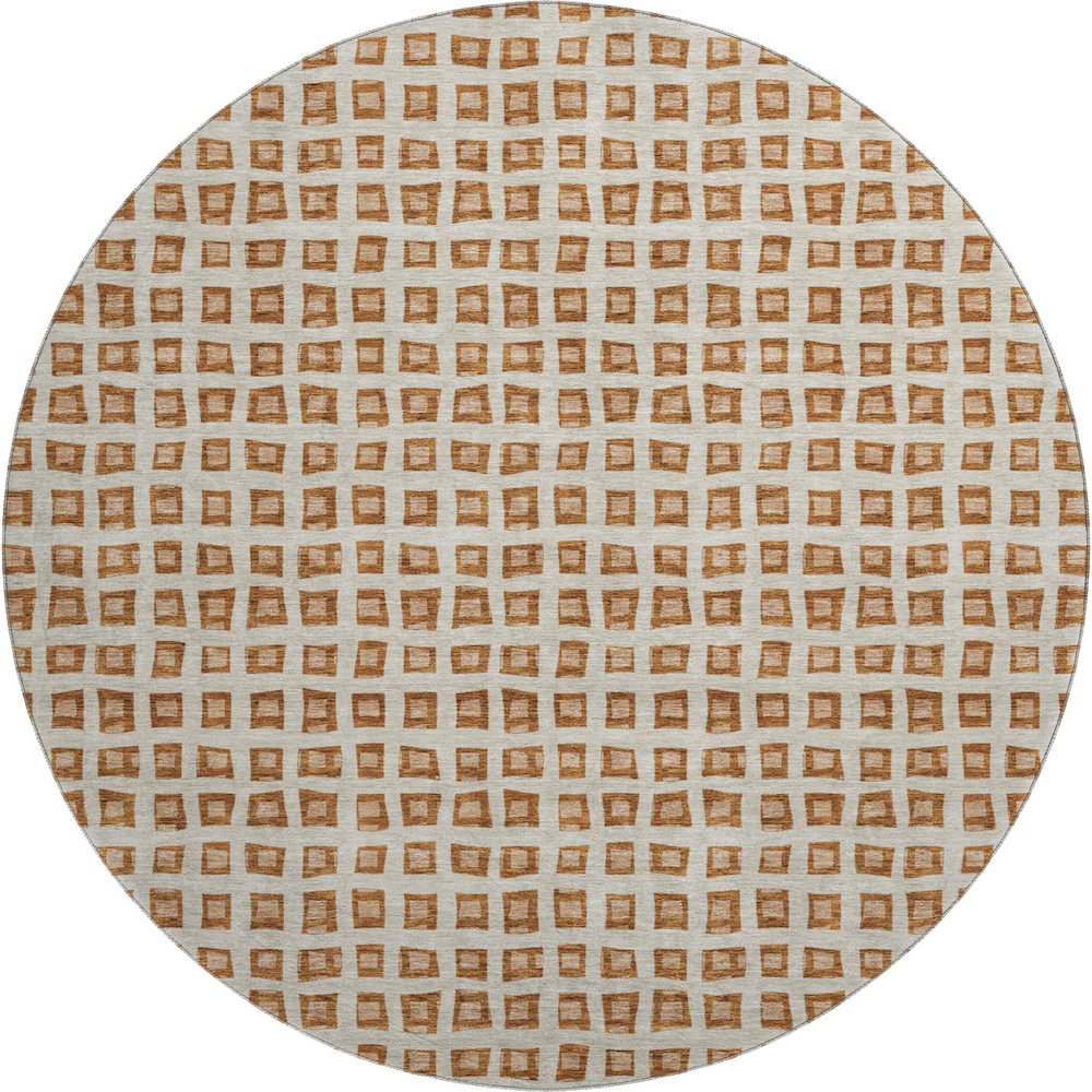 Premium Machine Washable Mayfield AMF727 Paprika 8' x 8' Round Rug. Picture 1