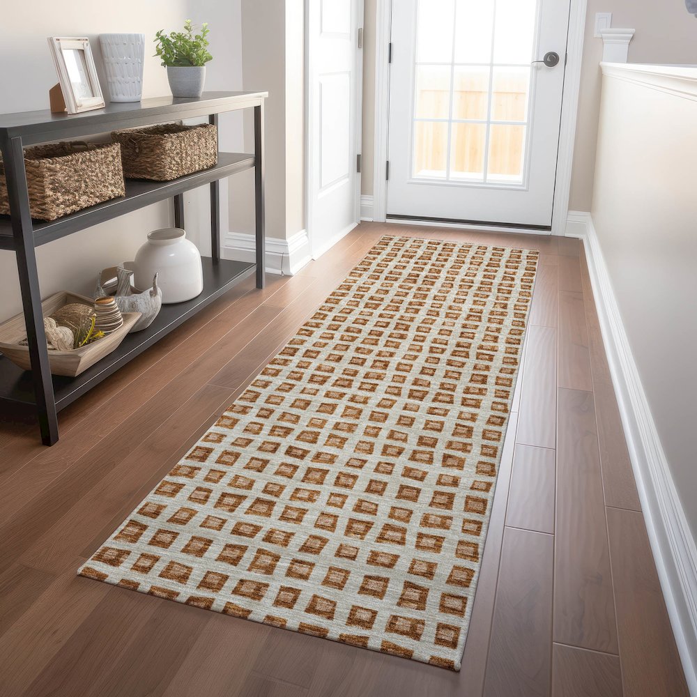 Premium Machine Washable Mayfield AMF727 Paprika 2'3" x 7'6" Runner Rug. Picture 5