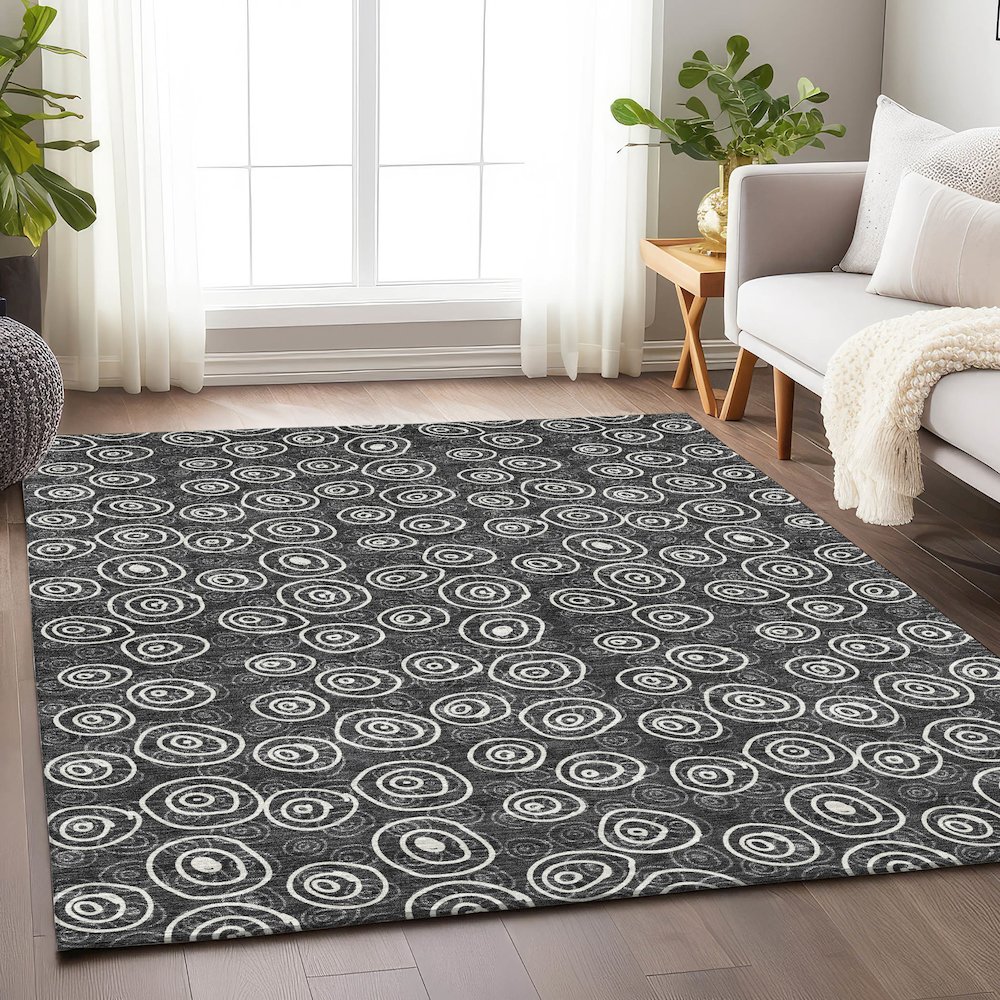 Premium Machine Washable Mayfield AMF728 Black 2'6" x 3'10" Rug. Picture 5
