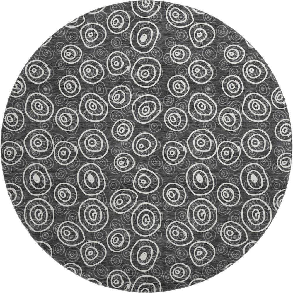 Premium Machine Washable Mayfield AMF728 Black 8' x 8' Round Rug. Picture 1