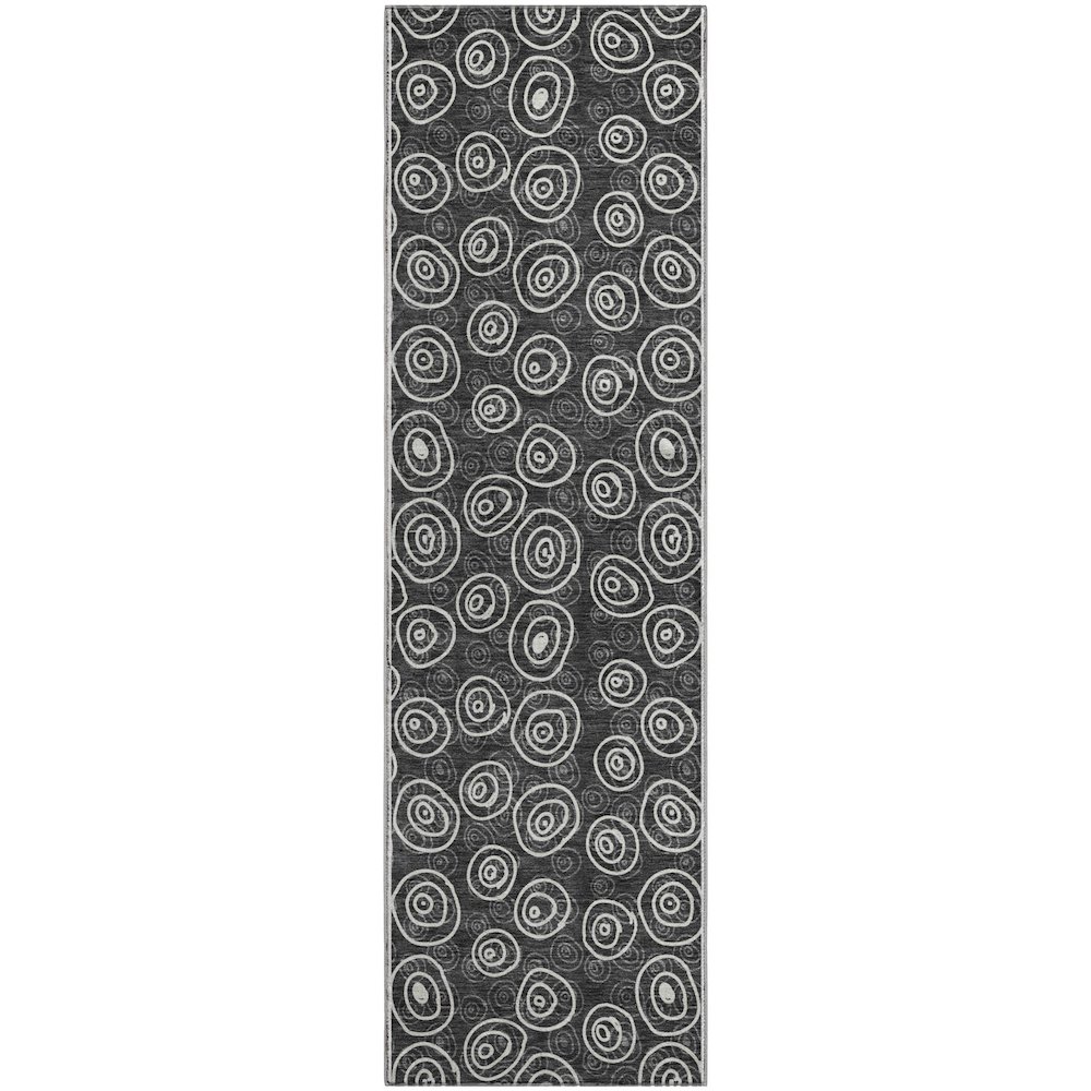 Premium Machine Washable Mayfield AMF728 Black 2'3" x 7'6" Runner Rug. Picture 1