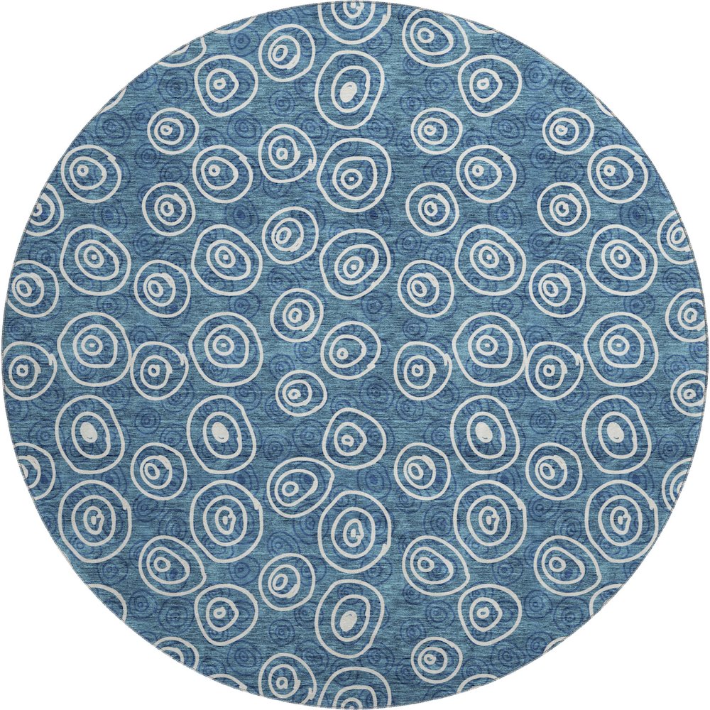 Premium Machine Washable Mayfield AMF728 Blue 8' x 8' Round Rug. Picture 1