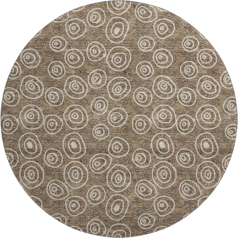 Premium Machine Washable Mayfield AMF728 Brown 8' x 8' Round Rug. Picture 1