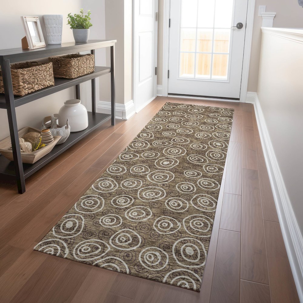 Premium Machine Washable Mayfield AMF728 Brown 2'3" x 7'6" Runner Rug. Picture 5