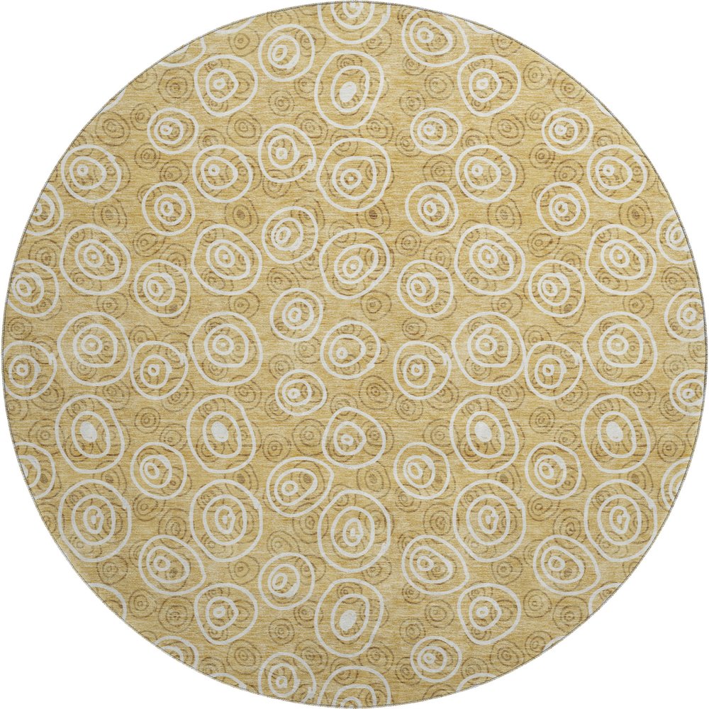 Premium Machine Washable Mayfield AMF728 Gold 8' x 8' Round Rug. Picture 1