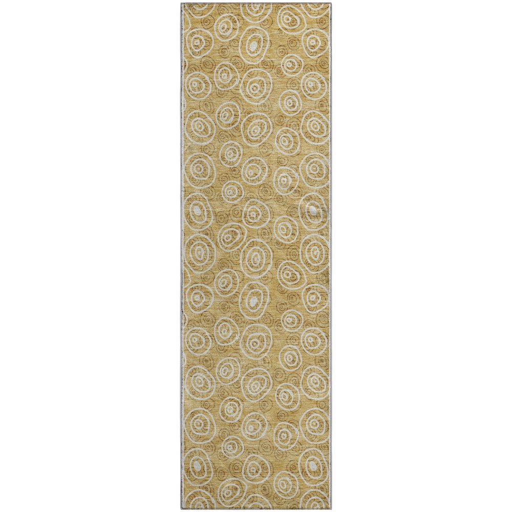 Premium Machine Washable Mayfield AMF728 Gold 2'3" x 7'6" Runner Rug. Picture 1