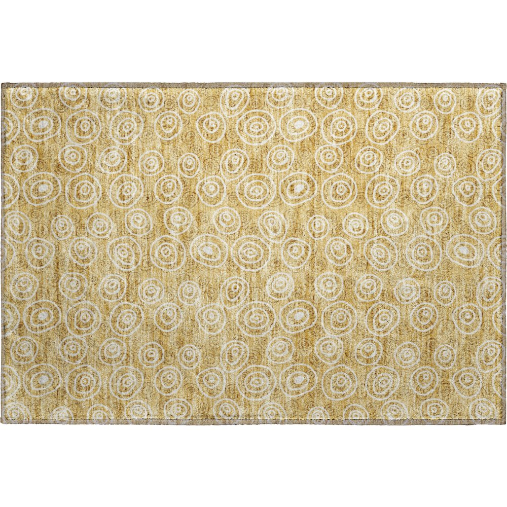 Premium Machine Washable Mayfield AMF728 Gold 1'8" x 2'6" Rug. Picture 1
