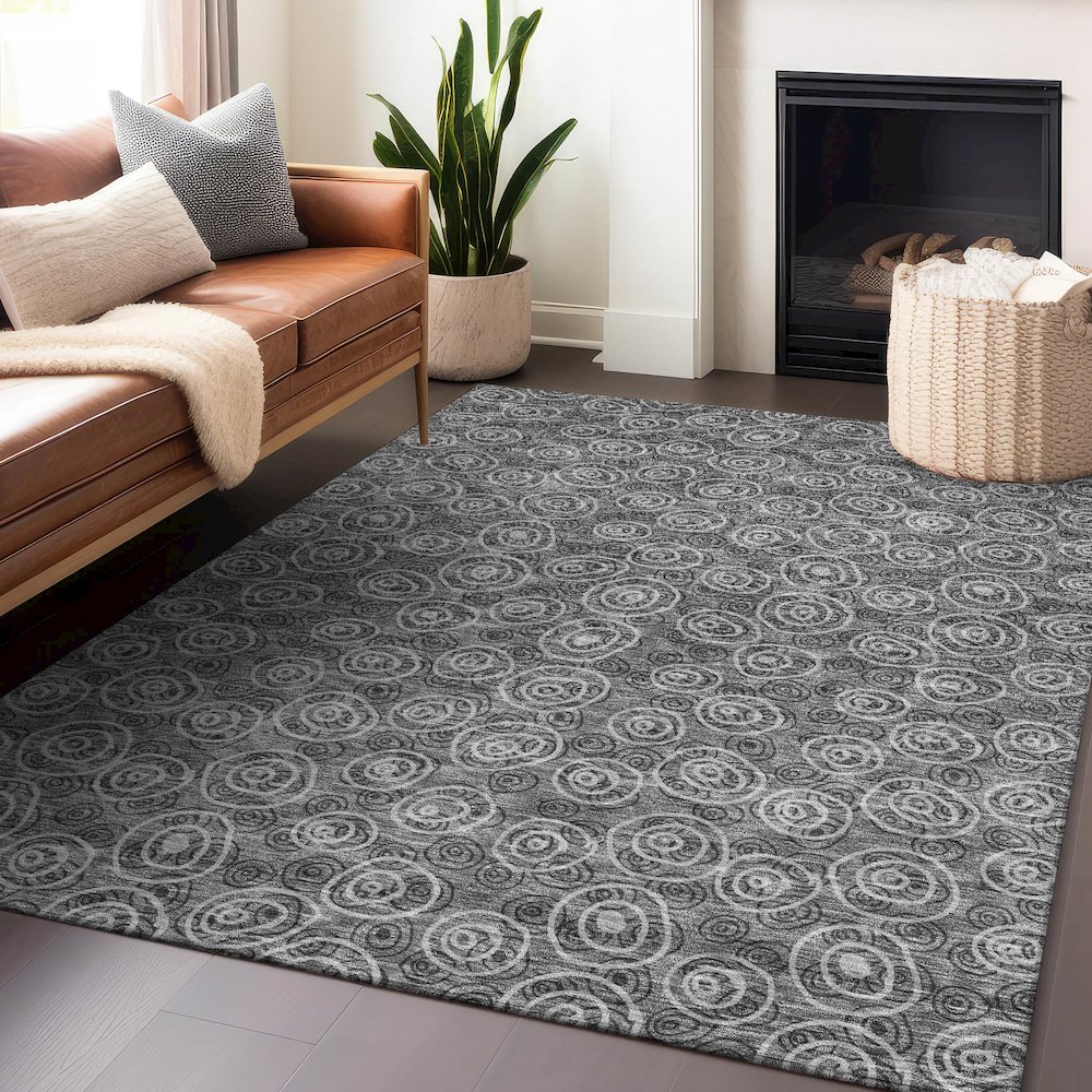 Premium Machine Washable Mayfield AMF728 Gray 2'6" x 3'10" Rug. Picture 6