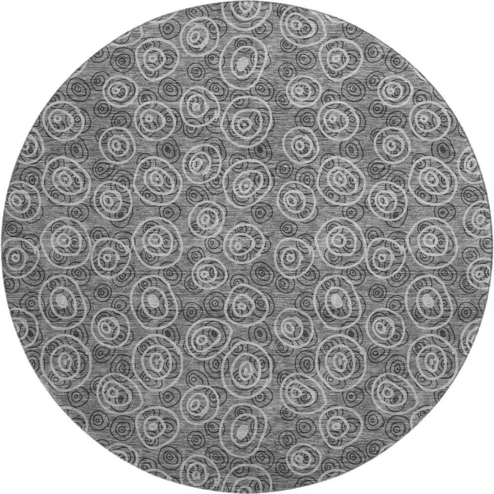 Premium Machine Washable Mayfield AMF728 Gray 8' x 8' Round Rug. Picture 1