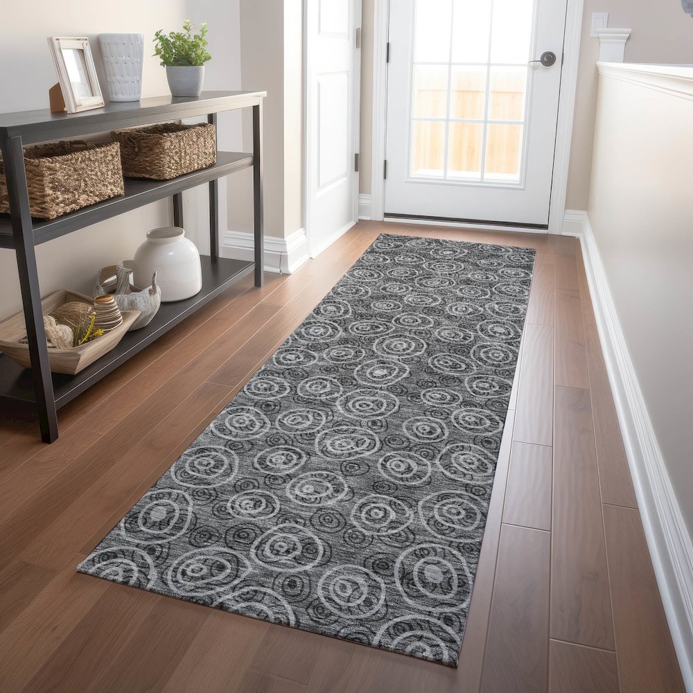 Premium Machine Washable Mayfield AMF728 Gray 2'3" x 7'6" Runner Rug. Picture 5