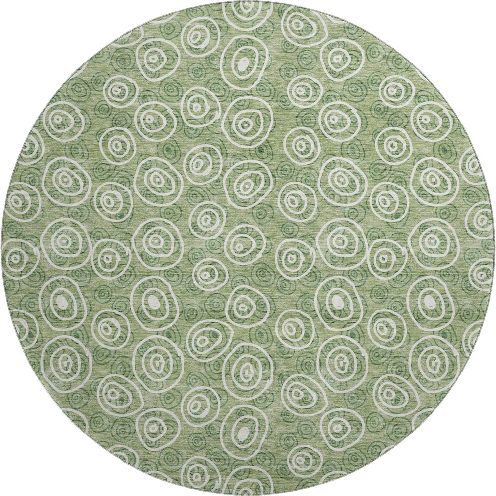 Premium Machine Washable Mayfield AMF728 Green 8' x 8' Round Rug. Picture 1