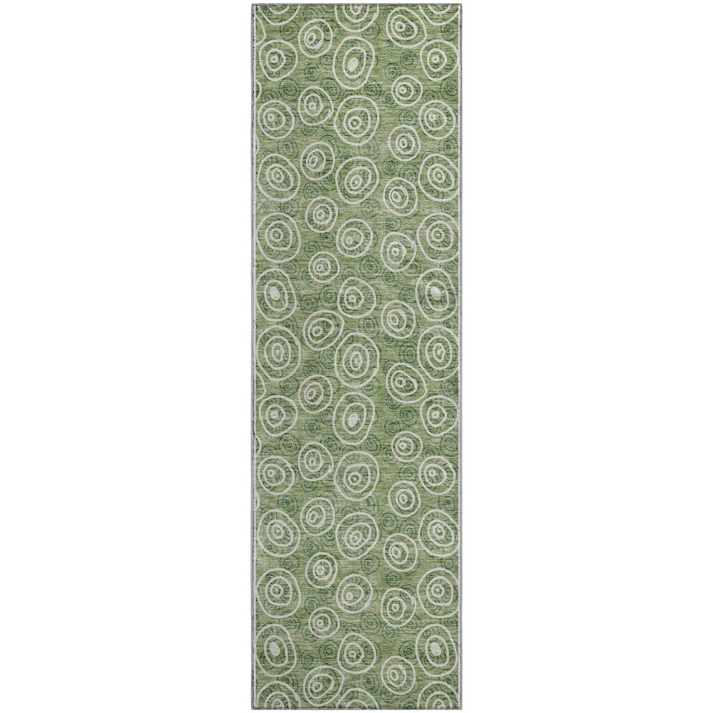 Premium Machine Washable Mayfield AMF728 Green 2'3" x 7'6" Runner Rug. Picture 1
