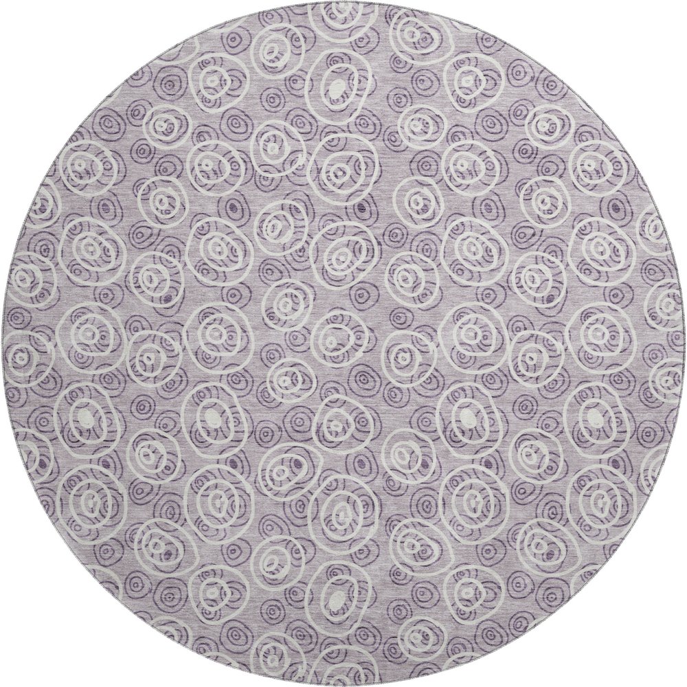 Premium Machine Washable Mayfield AMF728 Lavender 8' x 8' Round Rug. Picture 1