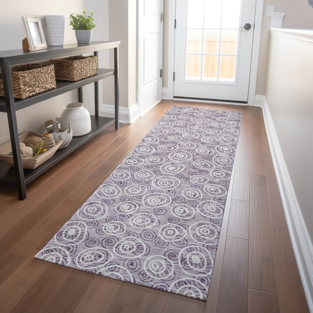 Premium Machine Washable Mayfield AMF728 Lavender 2'3" x 7'6" Runner Rug. Picture 5