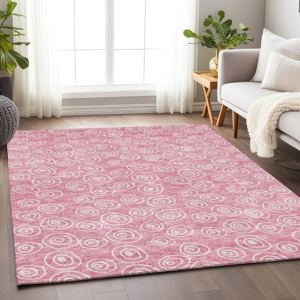 Premium Machine Washable Mayfield AMF728 Pink 2'6" x 3'10" Rug. Picture 5