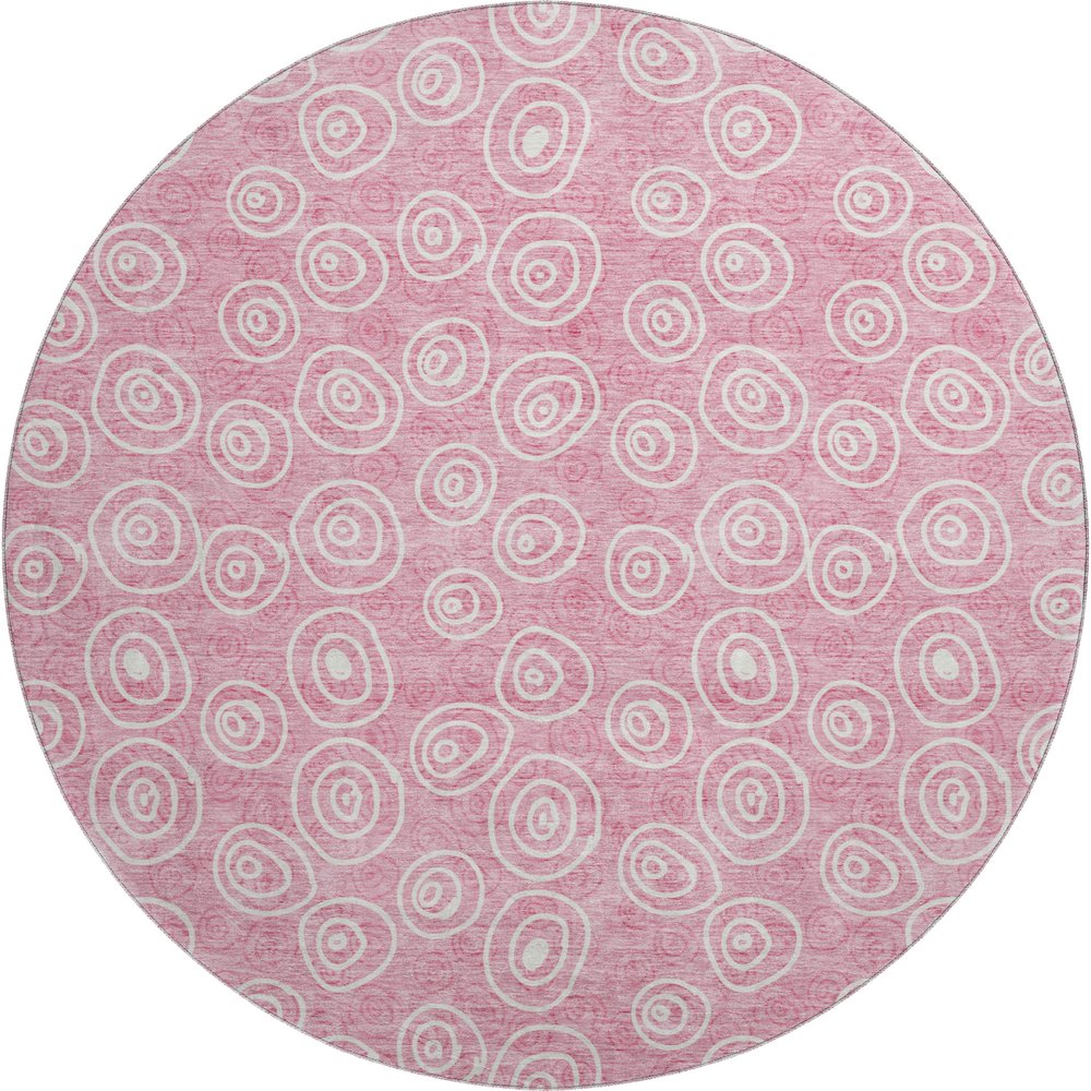 Premium Machine Washable Mayfield AMF728 Pink 8' x 8' Round Rug. Picture 1