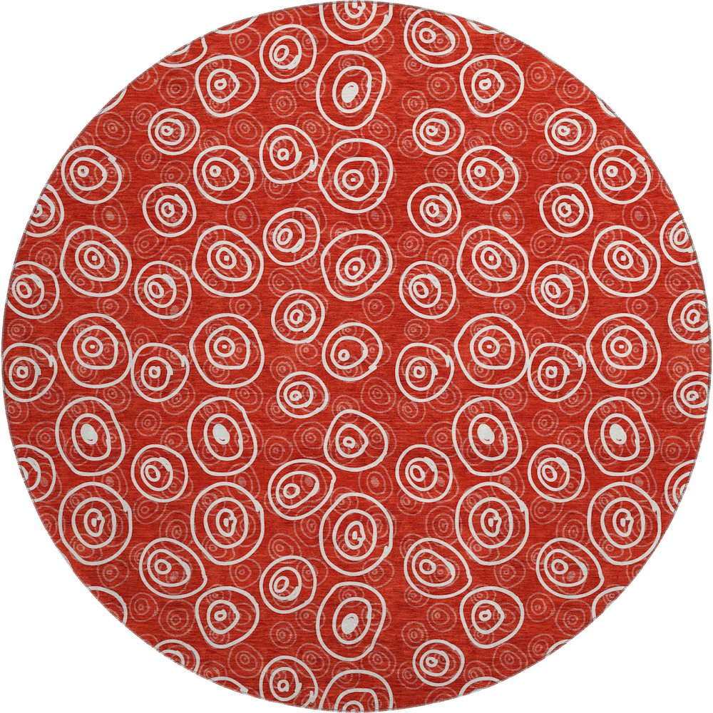 Premium Machine Washable Mayfield AMF728 Red 8' x 8' Round Rug. Picture 1