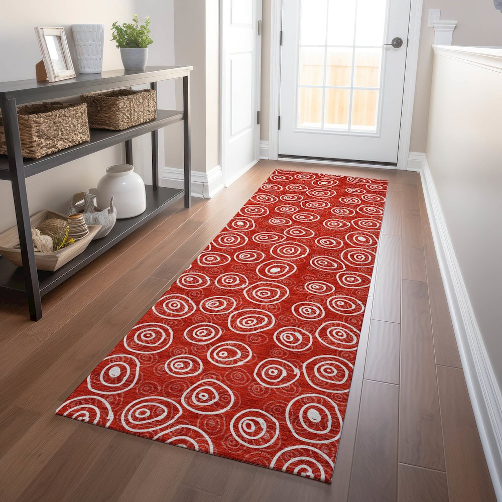 Premium Machine Washable Mayfield AMF728 Red 2'3" x 7'6" Runner Rug. Picture 5