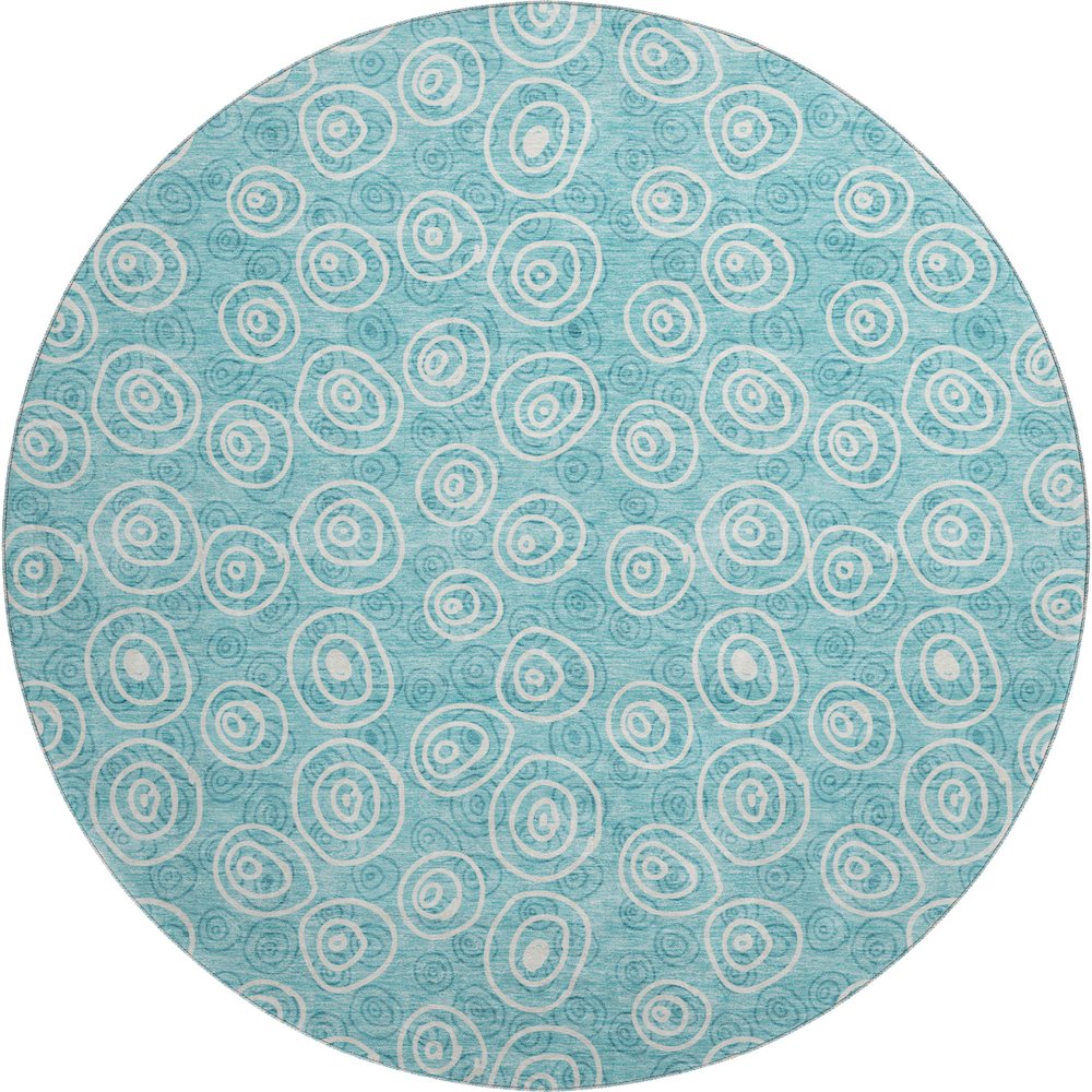 Premium Machine Washable Mayfield AMF728 Teal 8' x 8' Round Rug. Picture 1