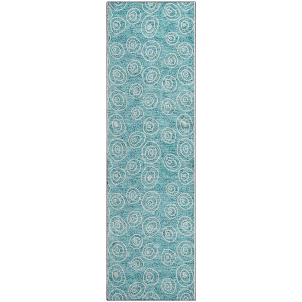 Premium Machine Washable Mayfield AMF728 Teal 2'3" x 7'6" Runner Rug. Picture 1