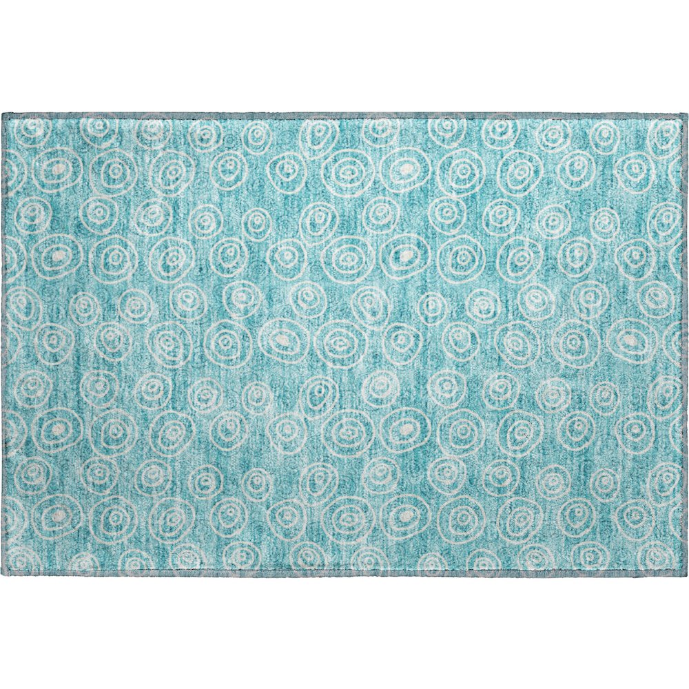 Premium Machine Washable Mayfield AMF728 Teal 1'8" x 2'6" Rug. Picture 1