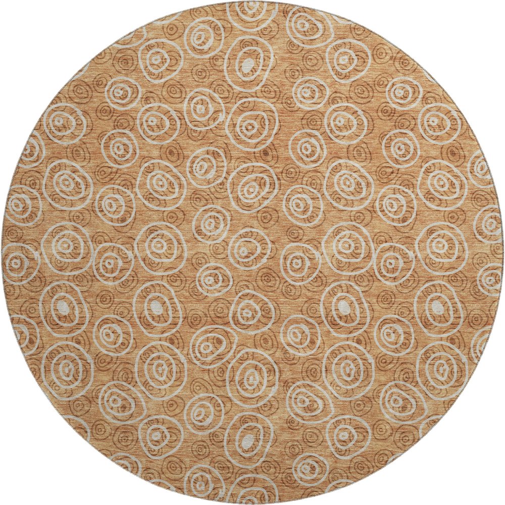 Premium Machine Washable Mayfield AMF728 Terracotta 8' x 8' Round Rug. Picture 1