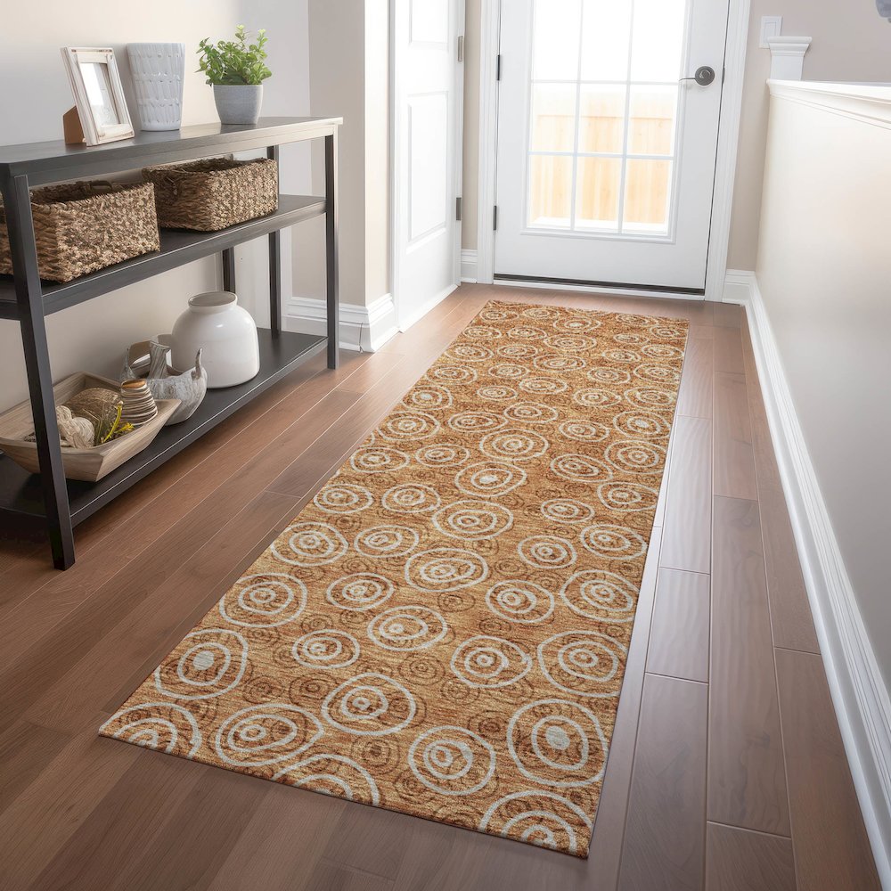 Premium Machine Washable Mayfield AMF728 Terracotta 2'3" x 7'6" Runner Rug. Picture 5
