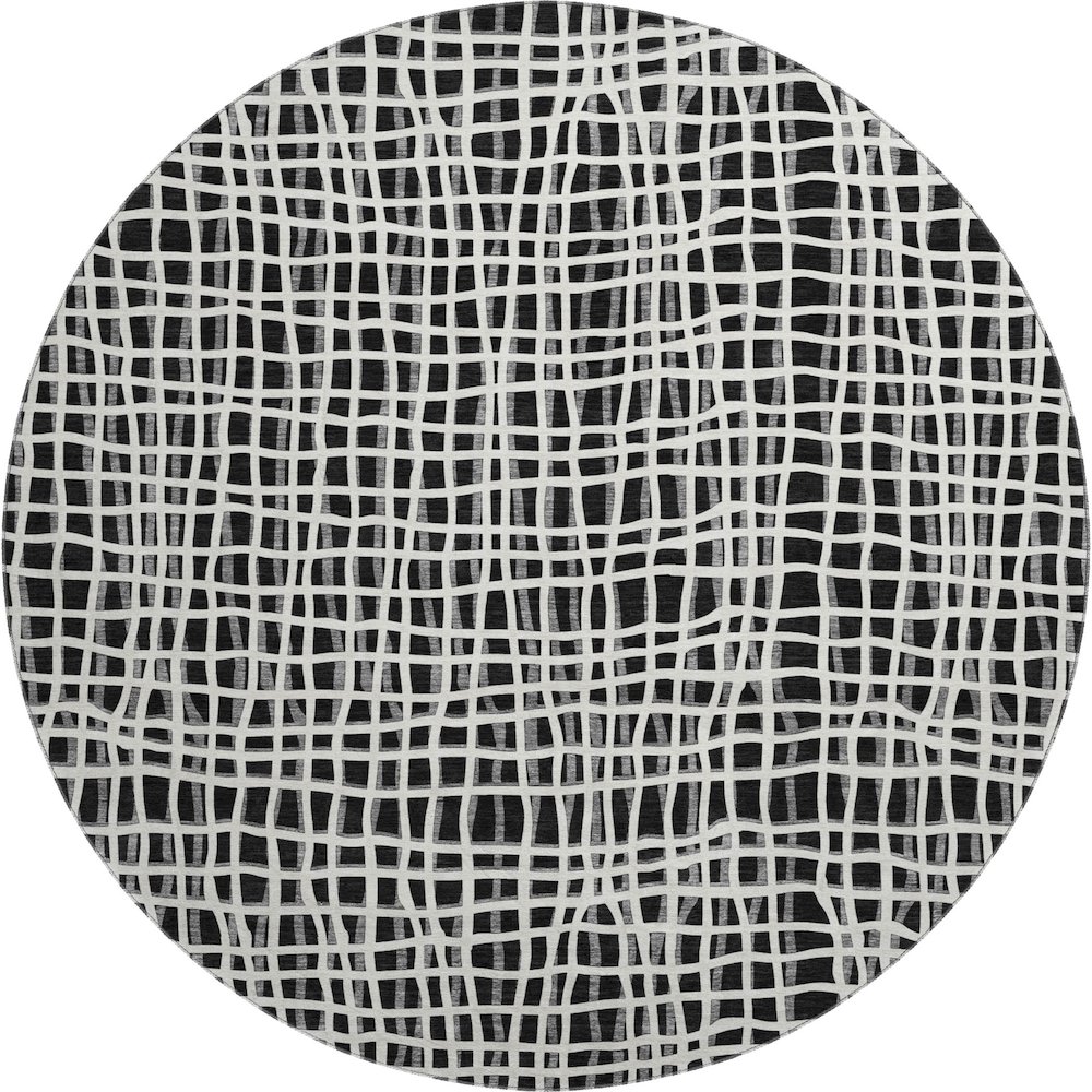 Premium Machine Washable Mayfield AMF729 Black 8' x 8' Round Rug. Picture 1