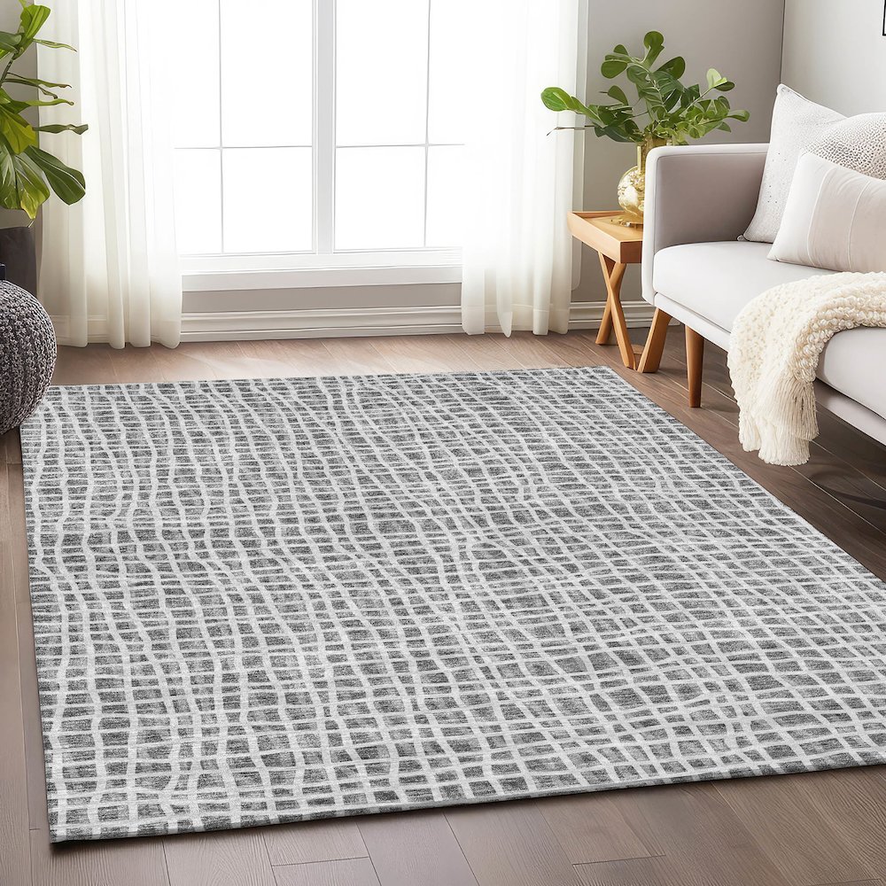 Premium Machine Washable Mayfield AMF729 Gray 2'6" x 3'10" Rug. Picture 5