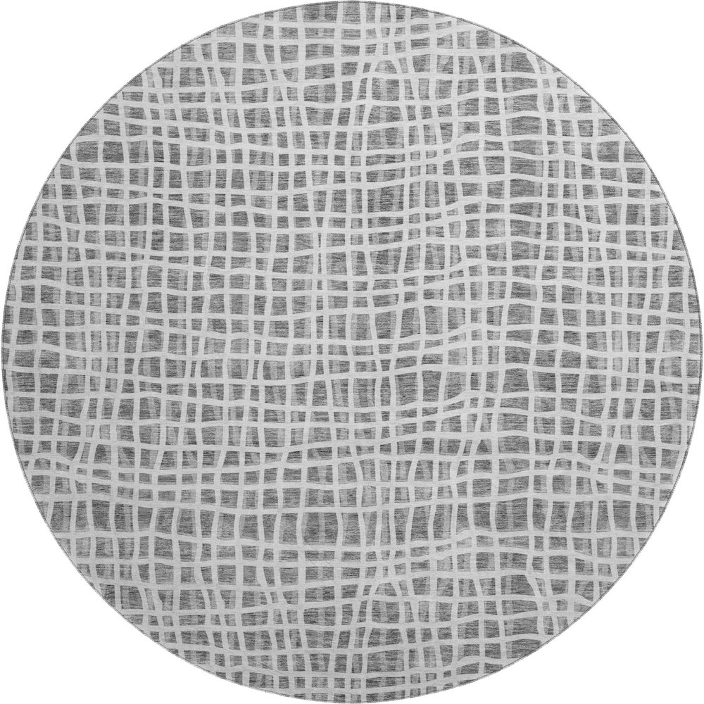 Premium Machine Washable Mayfield AMF729 Gray 8' x 8' Round Rug. Picture 1