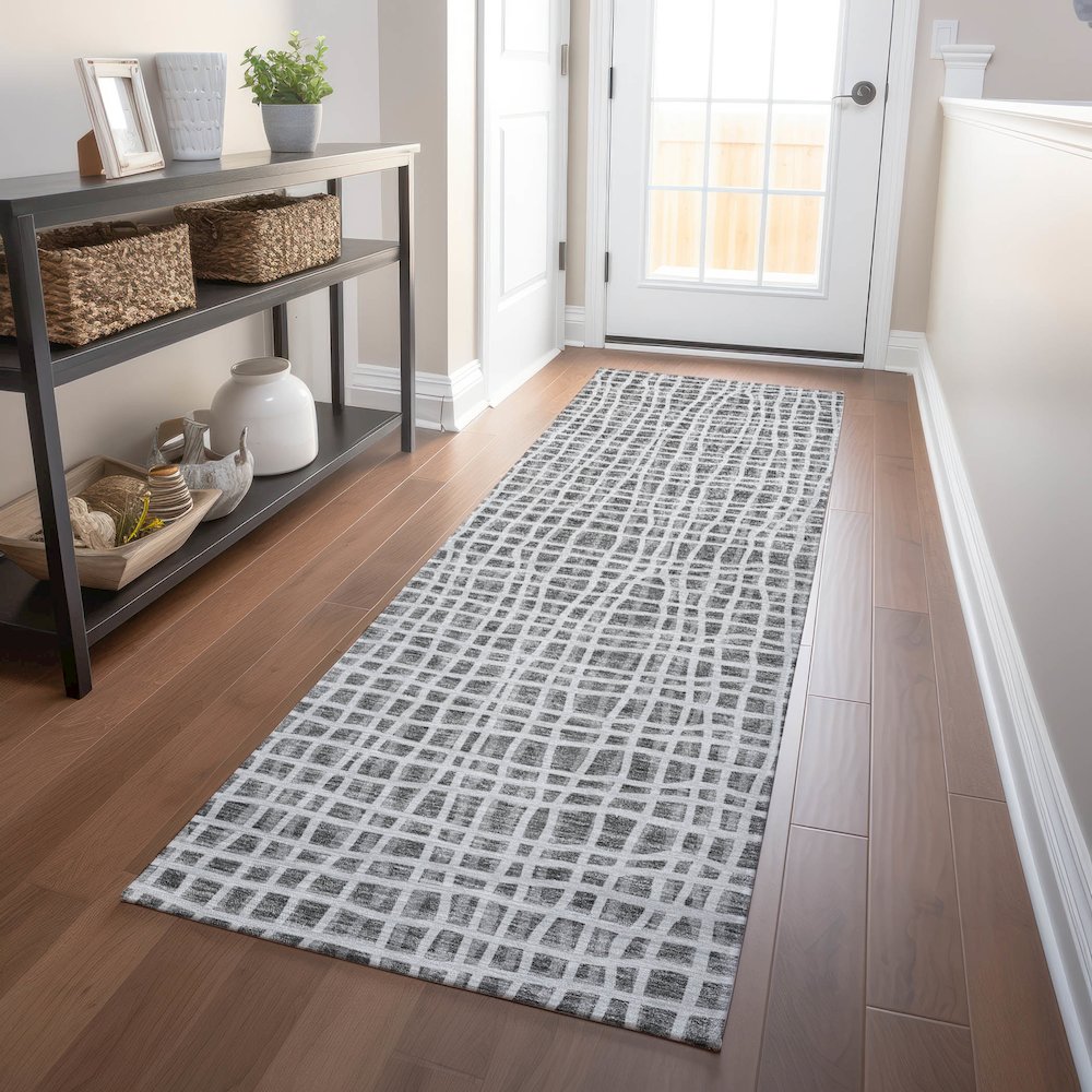 Premium Machine Washable Mayfield AMF729 Gray 2'3" x 7'6" Runner Rug. Picture 5