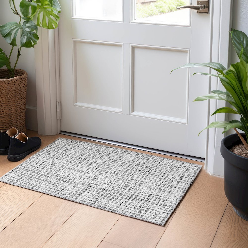 Premium Machine Washable Mayfield AMF729 Gray 1'8" x 2'6" Rug. Picture 5