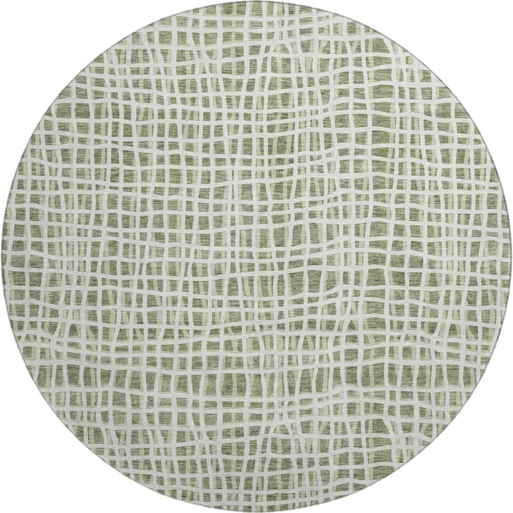 Premium Machine Washable Mayfield AMF729 Green 8' x 8' Round Rug. Picture 1