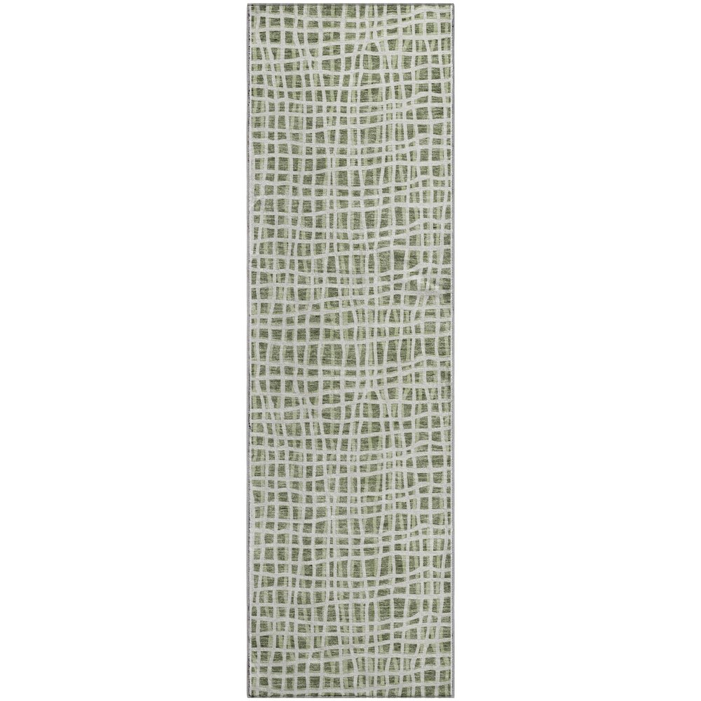 Premium Machine Washable Mayfield AMF729 Green 2'3" x 7'6" Runner Rug. Picture 1