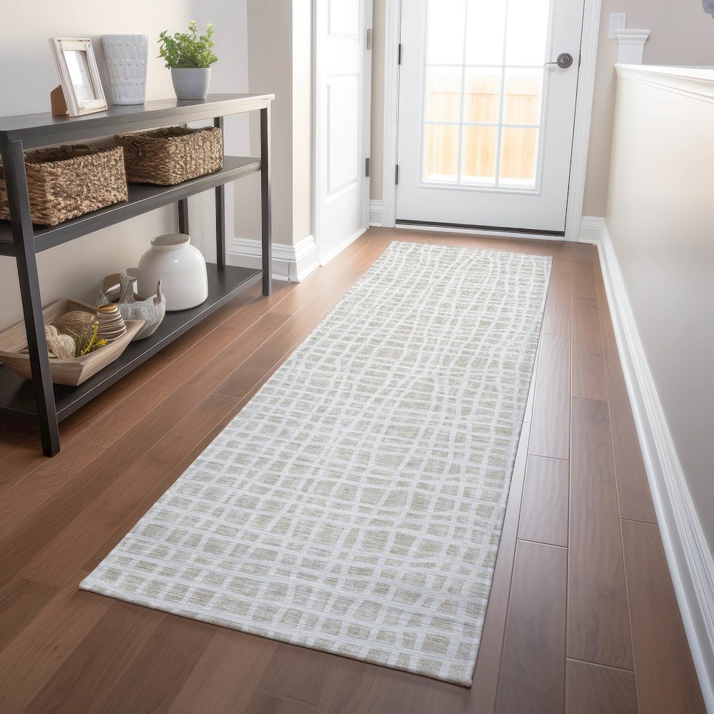 Premium Machine Washable Mayfield AMF729 Ivory 2'3" x 7'6" Runner Rug. Picture 5