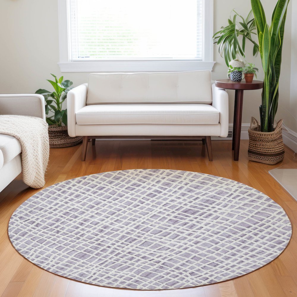 Premium Machine Washable Mayfield AMF729 Lilac 8' x 8' Round Rug. Picture 5