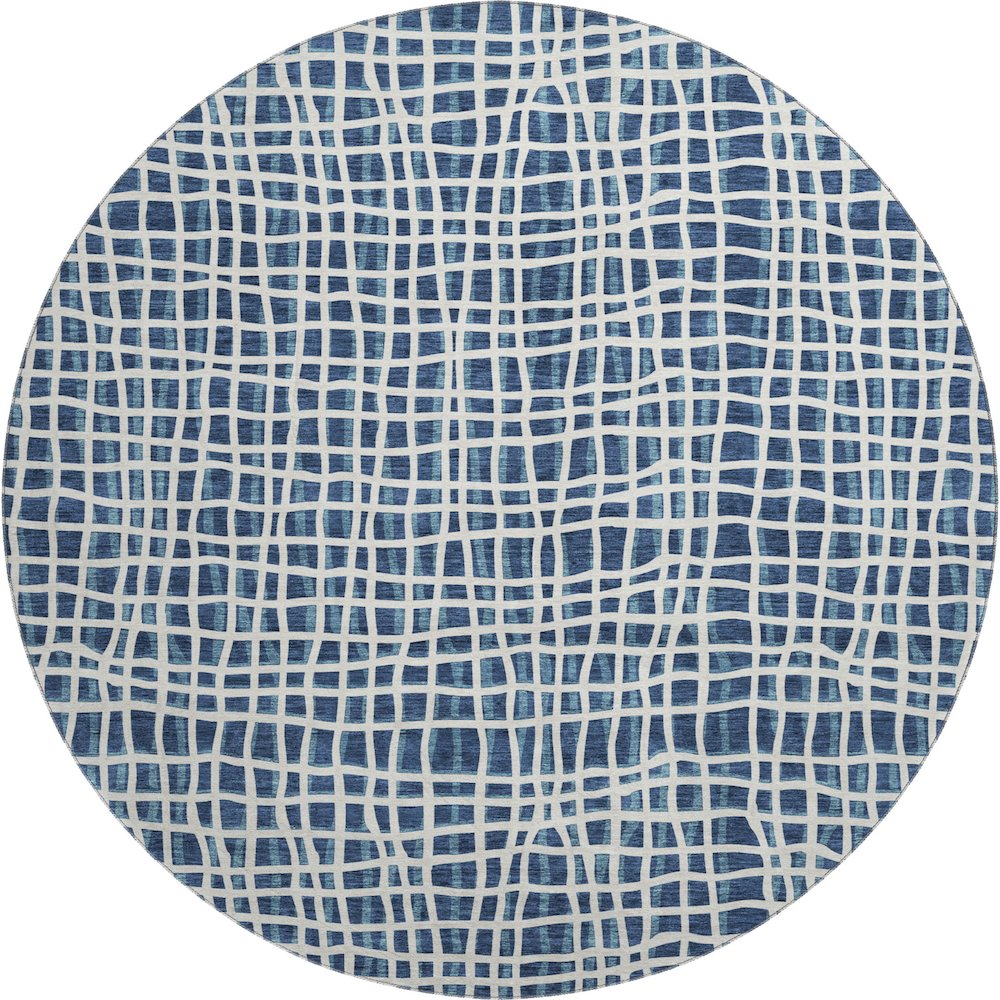 Premium Machine Washable Mayfield AMF729 Navy 8' x 8' Round Rug. Picture 1