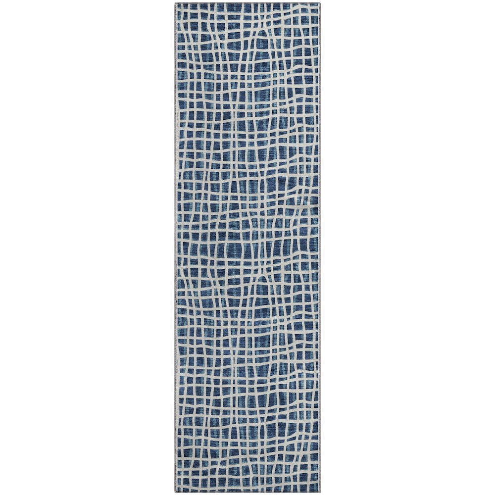 Premium Machine Washable Mayfield AMF729 Navy 2'3" x 7'6" Runner Rug. Picture 1