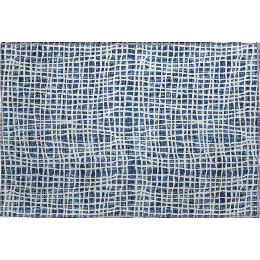 Premium Machine Washable Mayfield AMF729 Navy 1'8" x 2'6" Rug. Picture 1