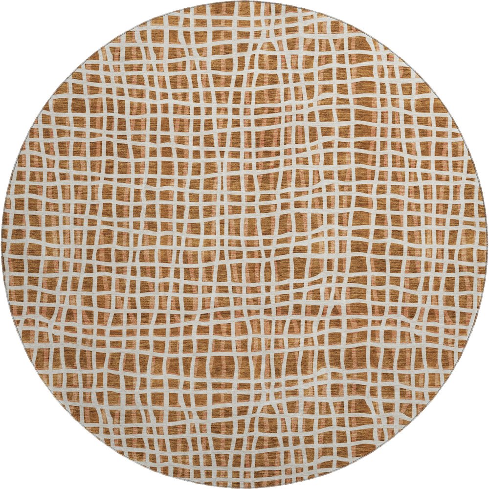 Premium Machine Washable Mayfield AMF729 Paprika 8' x 8' Round Rug. Picture 1