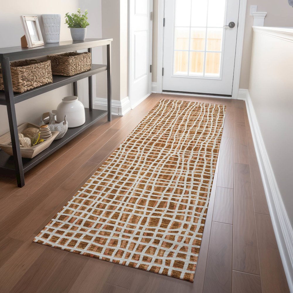 Premium Machine Washable Mayfield AMF729 Paprika 2'3" x 7'6" Runner Rug. Picture 5